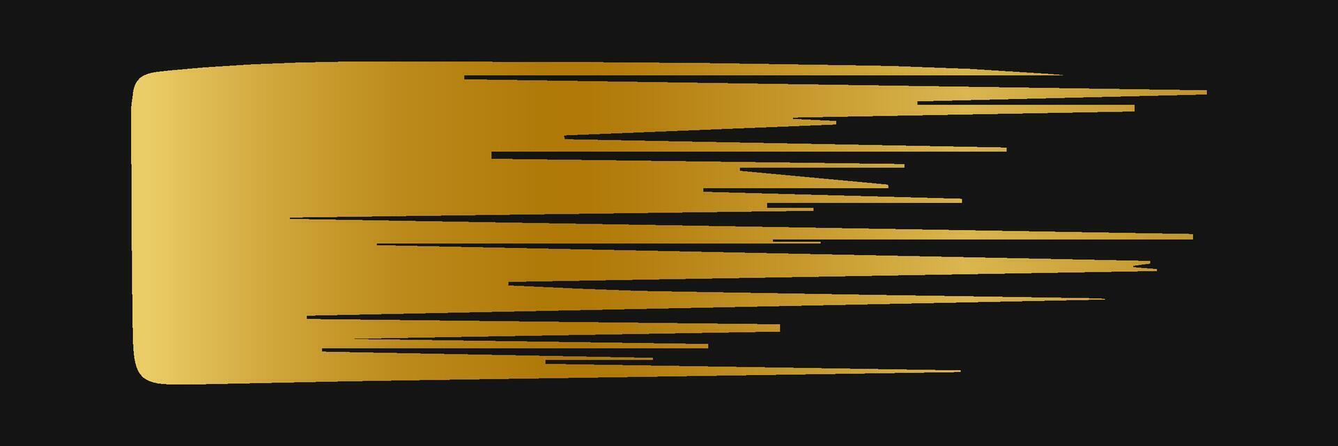 Golden paint brush stroke. Set of gold paint smear with glittering texture. Realistic gold brush stroke with metallic effect. Vector