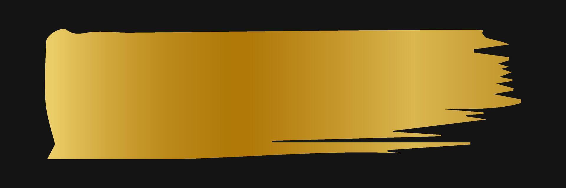 Golden paint brush stroke. Set of gold paint smear with glittering texture. Realistic gold brush stroke with metallic effect. Vector