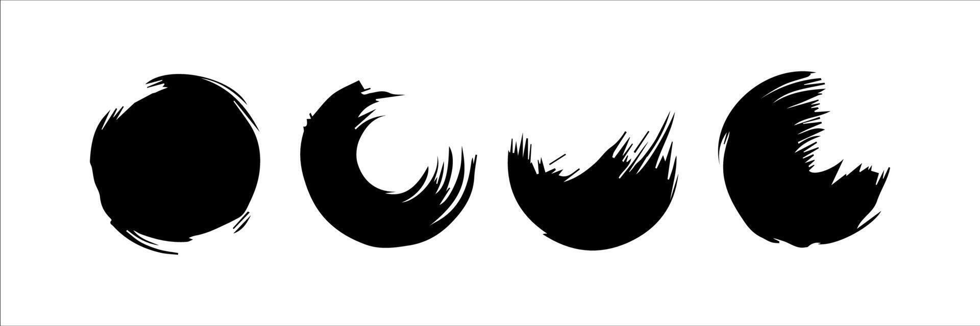 Vector set of grunge circle brush