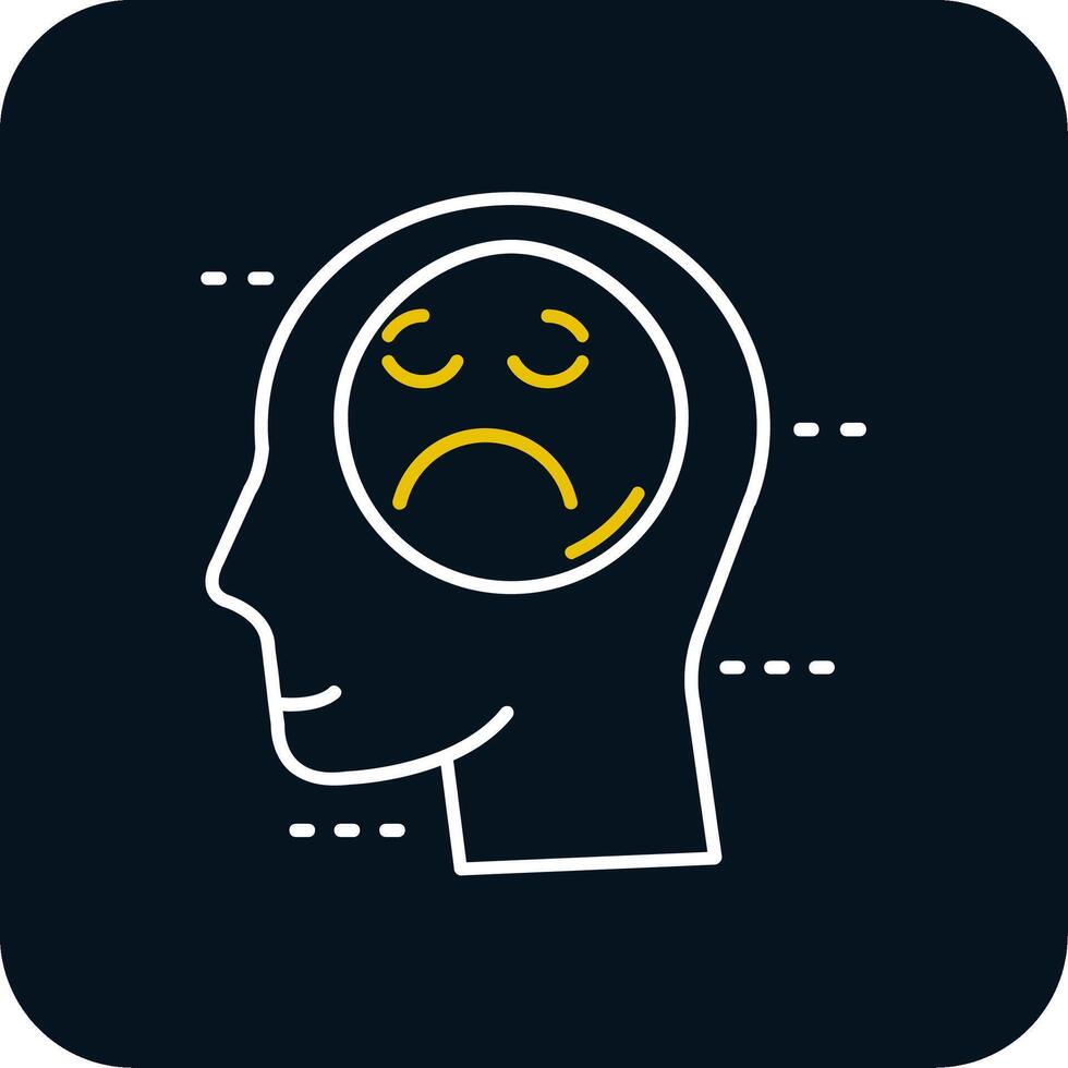 Sadness Line Yellow White Icon vector