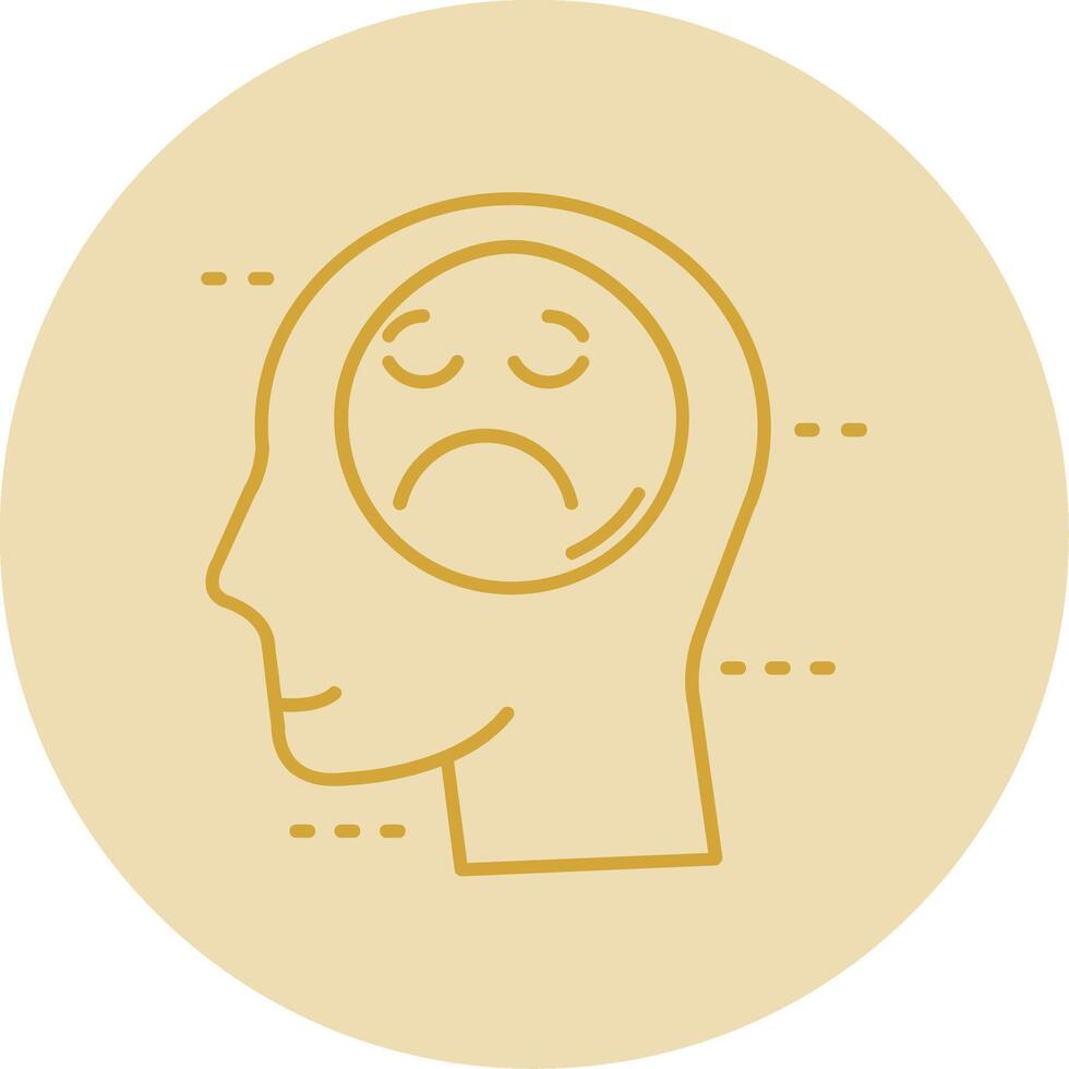 Sadness Line Yellow Circle Icon vector