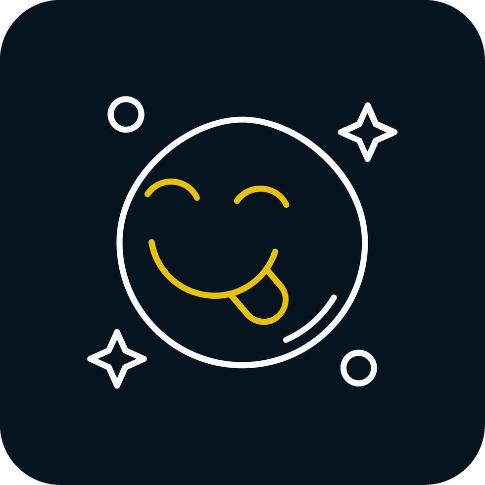 Tongue Line Yellow White Icon vector