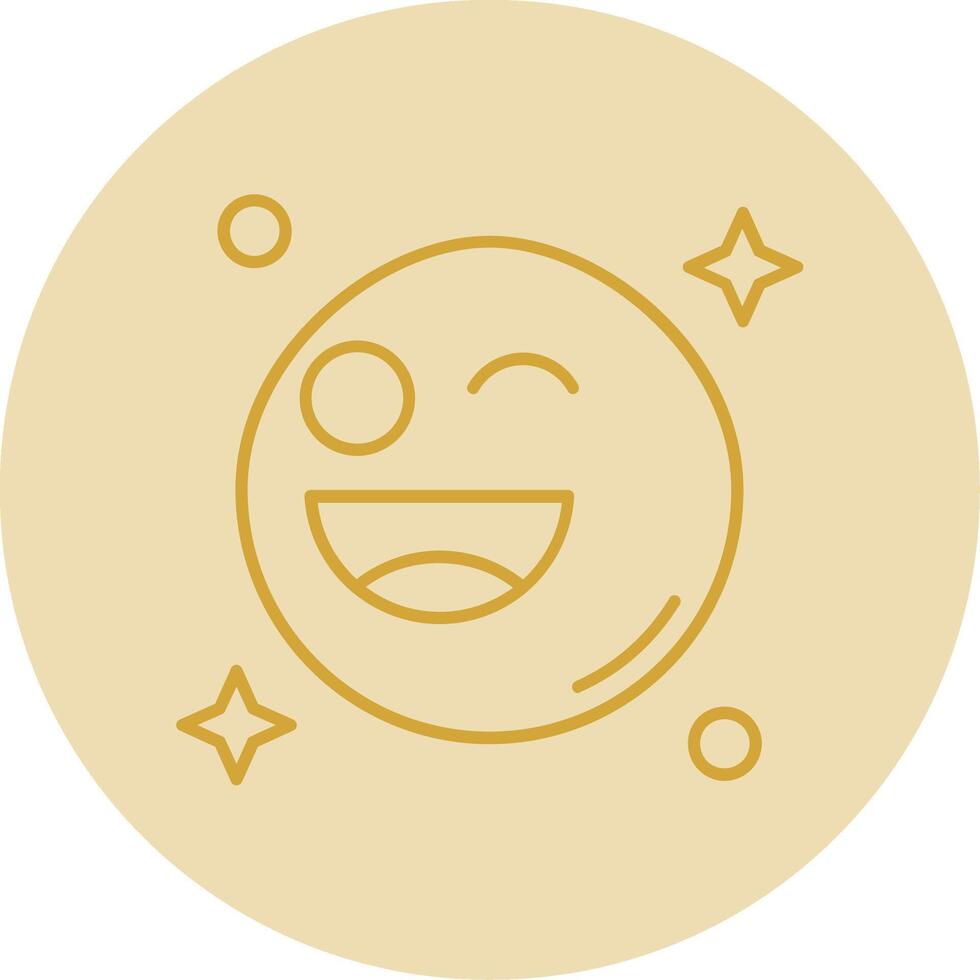 Wink Line Yellow Circle Icon vector