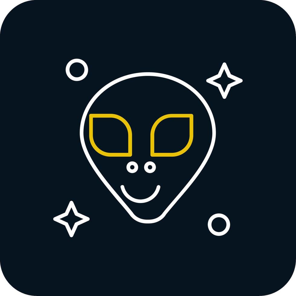 extraterrestre línea amarillo blanco icono vector