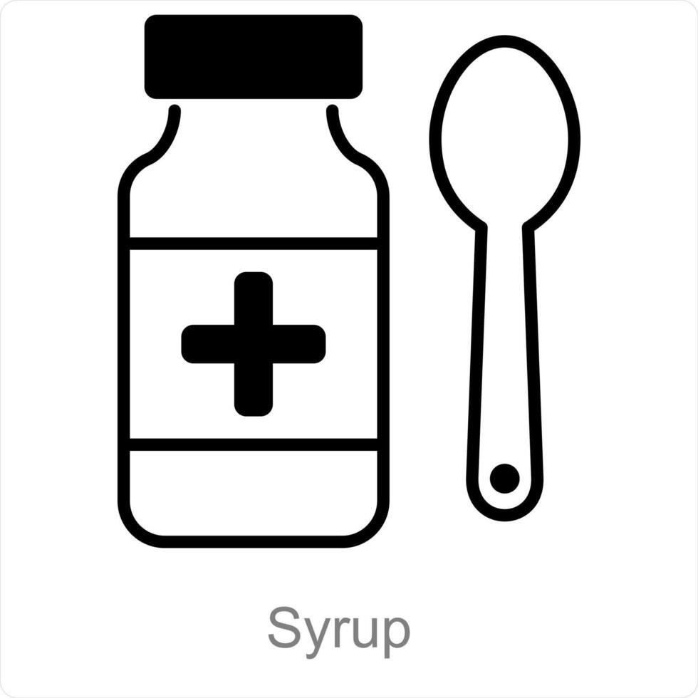 Syrup and bottle icon concept vector