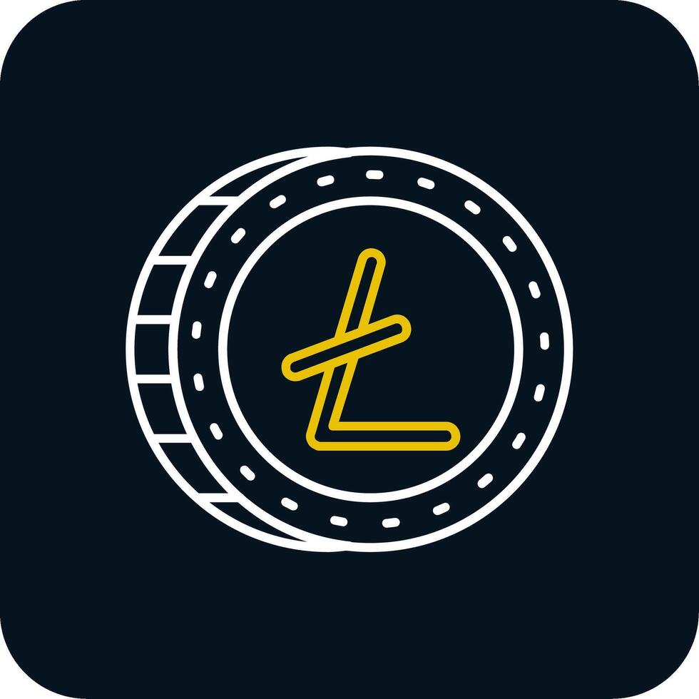 litecoin línea amarillo blanco icono vector