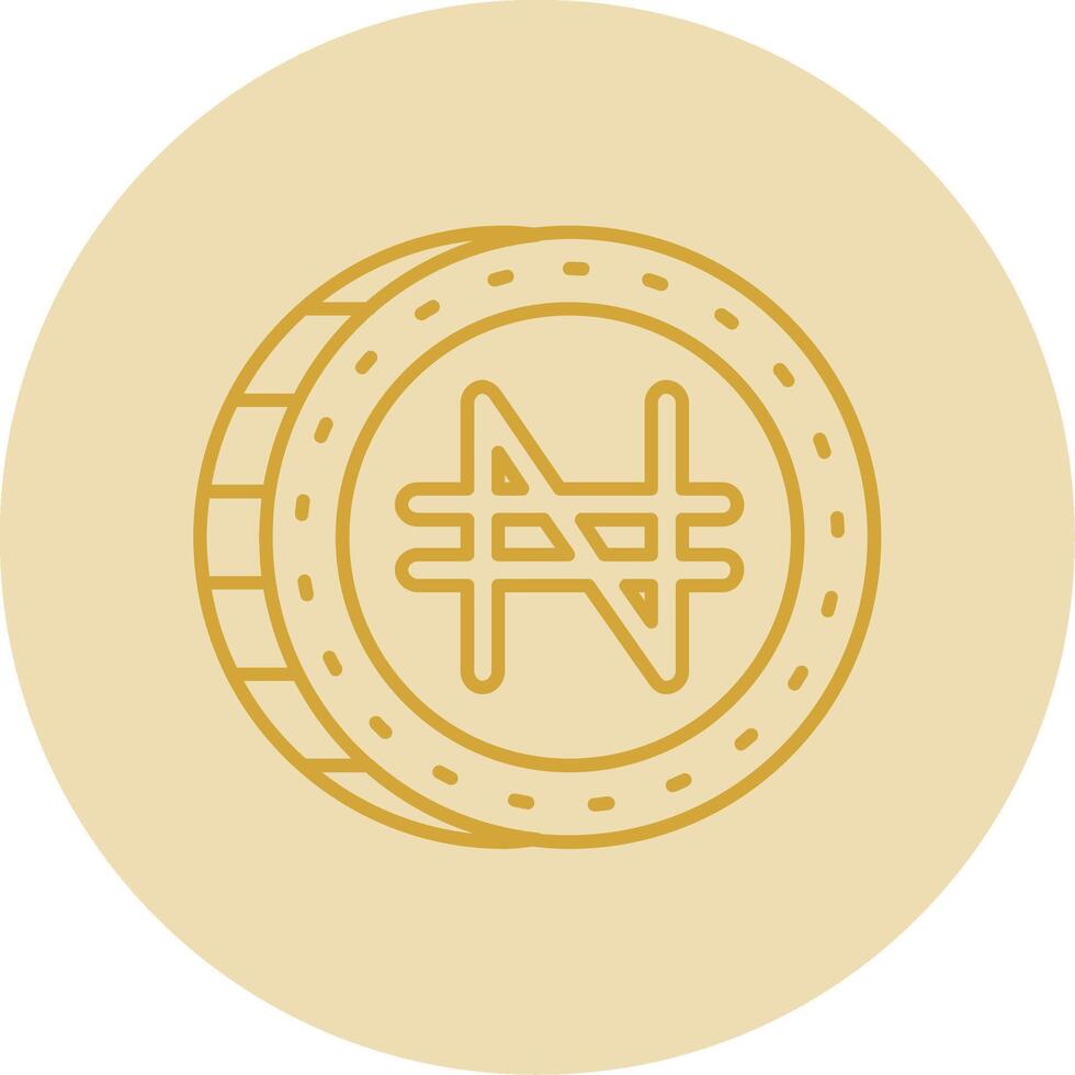 Naira Line Yellow Circle Icon vector