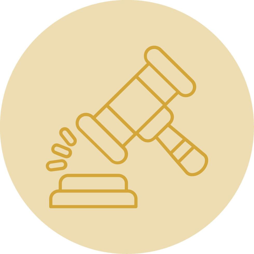 Gavel Line Yellow Circle Icon vector