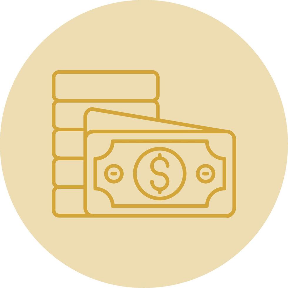 Currency Line Yellow Circle Icon vector