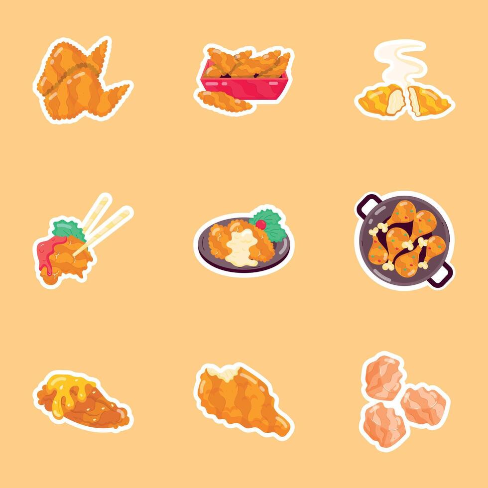 Latest Set of Chicken Flat Stickers vector