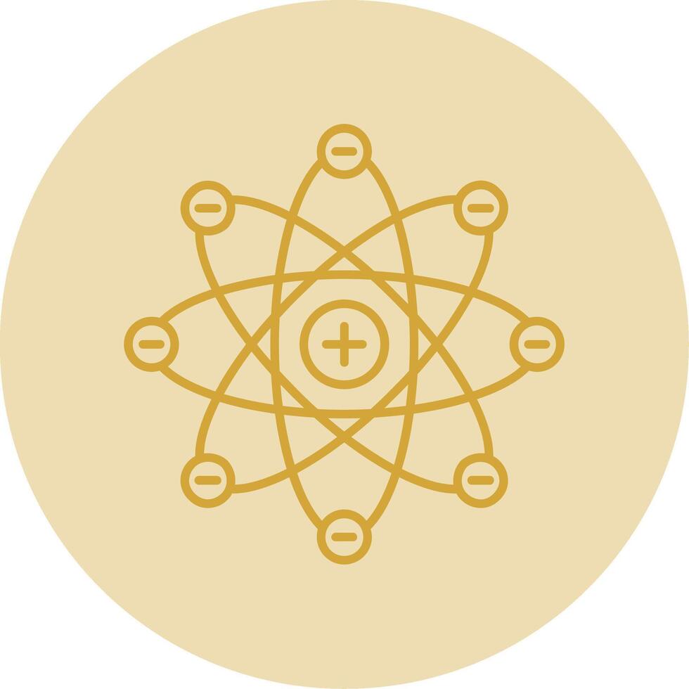 Atom Line Yellow Circle Icon vector