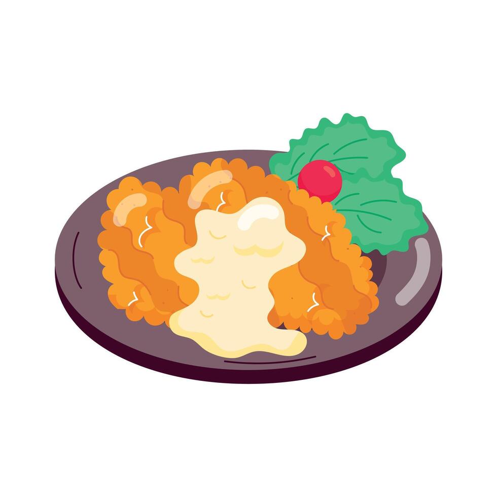 Chicken Dishes Flat Stickers vector