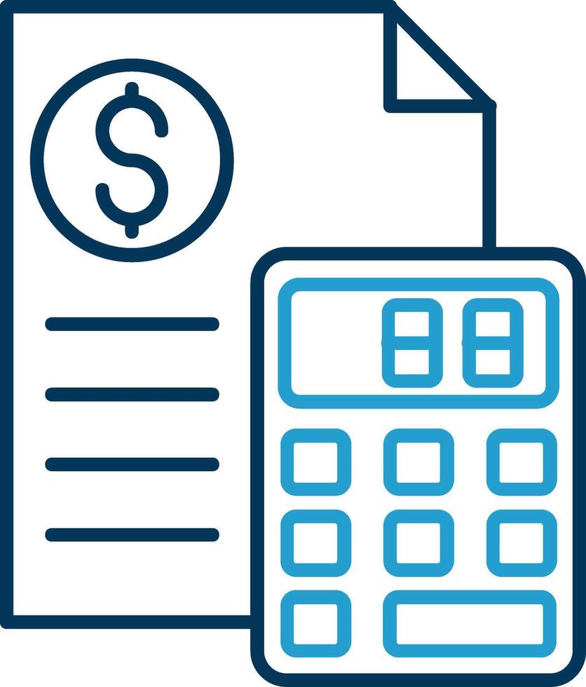 Calculator Line Blue Two Color Icon vector