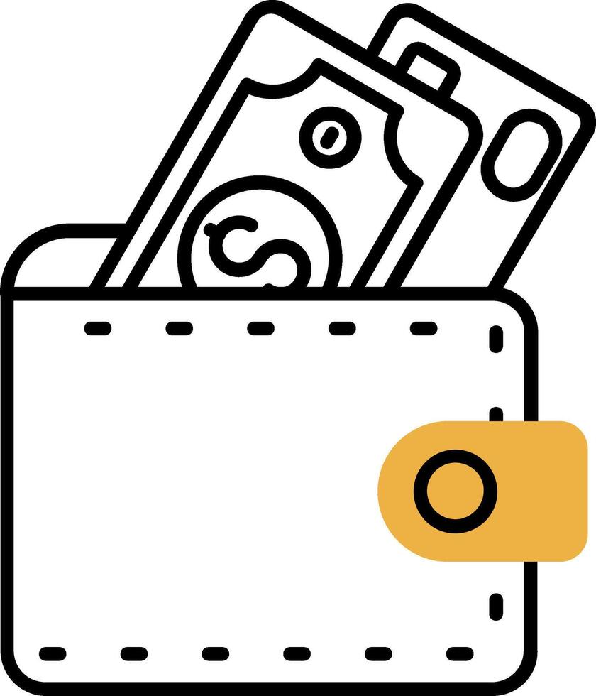 Wallet Skined Filled Icon vector