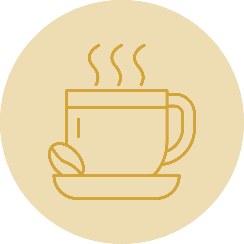 Coffee Line Yellow Circle Icon vector