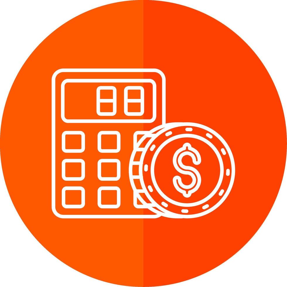 Calculator Line Red Circle Icon vector