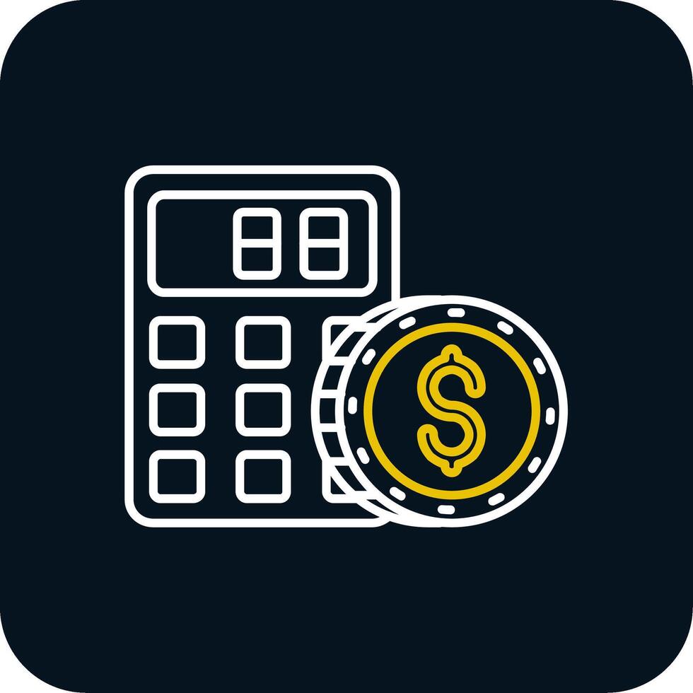 Calculator Line Yellow White Icon vector