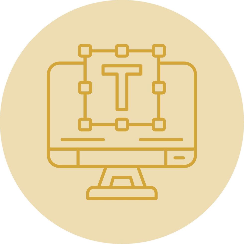 Typography Line Yellow Circle Icon vector
