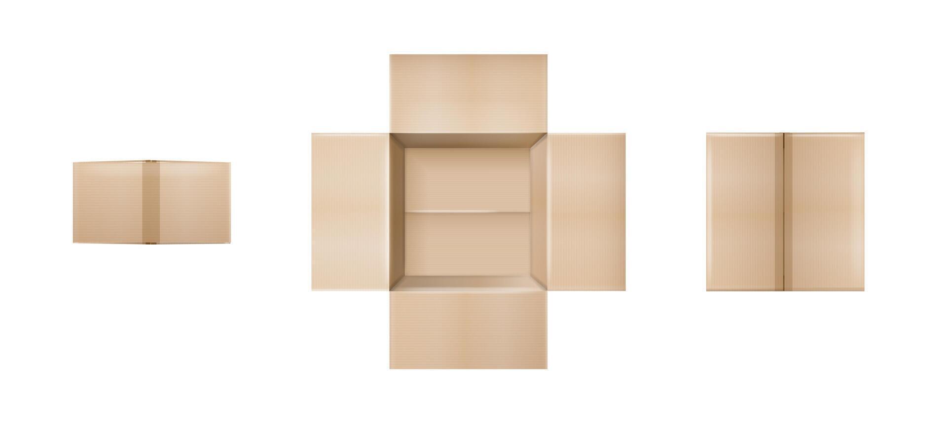 Box. Empty open and closed vector