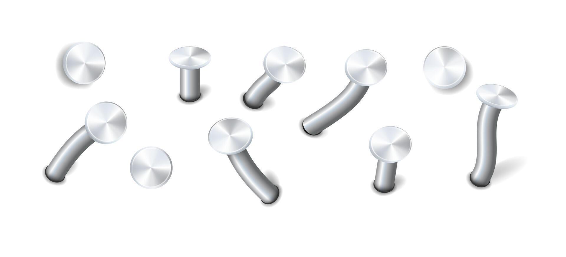 Nails hammered into wall steel vector