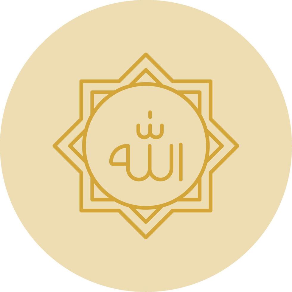 Allah Line Yellow Circle Icon vector