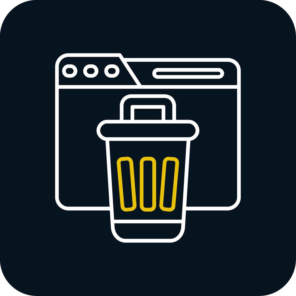 Bin Line Yellow White Icon vector