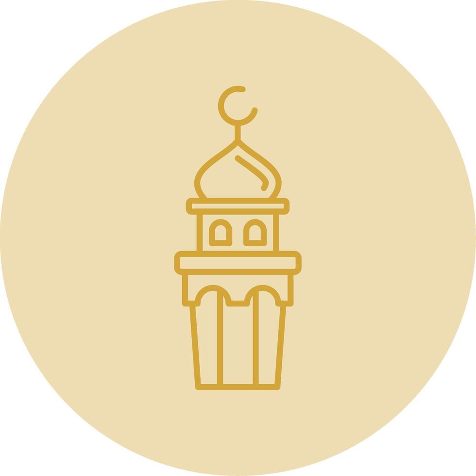 Minaret Line Yellow Circle Icon vector