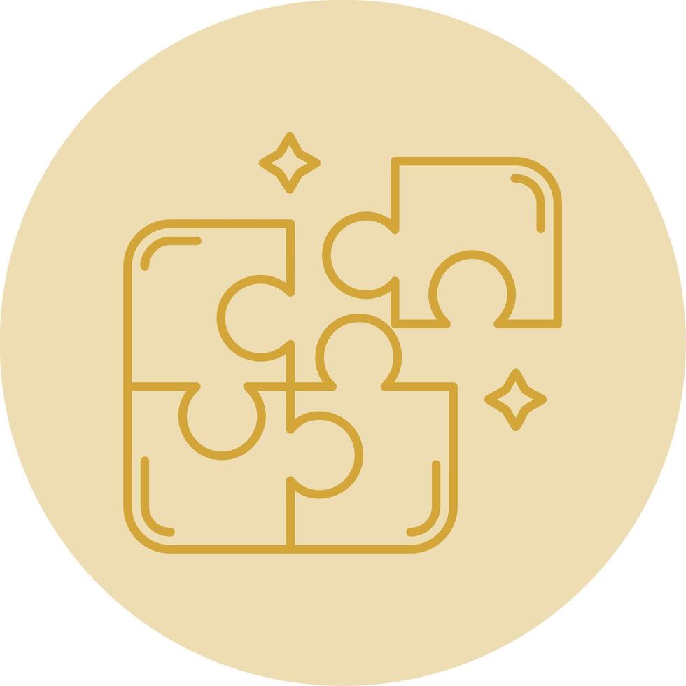 Puzzle Line Yellow Circle Icon vector