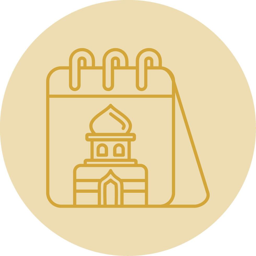 Calendar Line Yellow Circle Icon vector