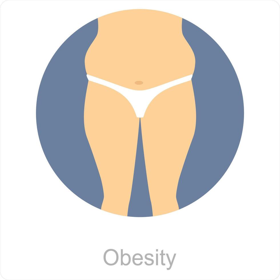 obesidad y anatomía icono concepto vector