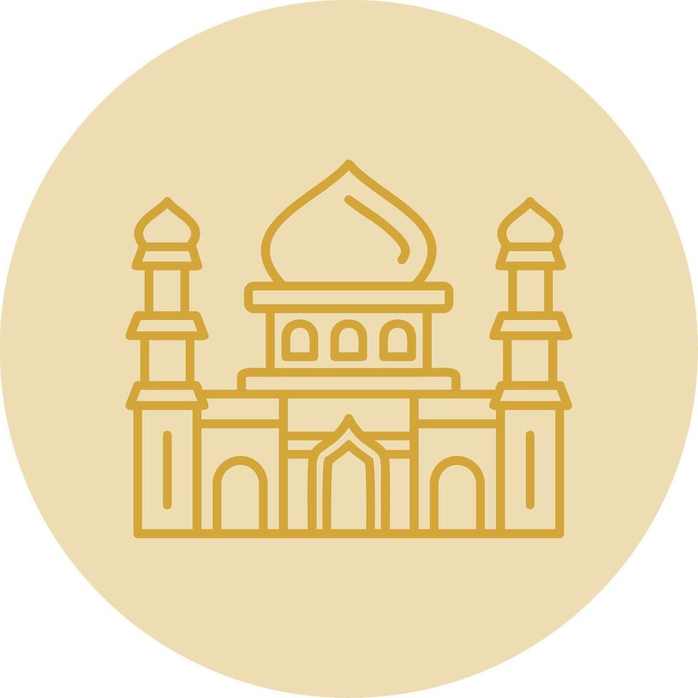 Mosque Line Yellow Circle Icon vector