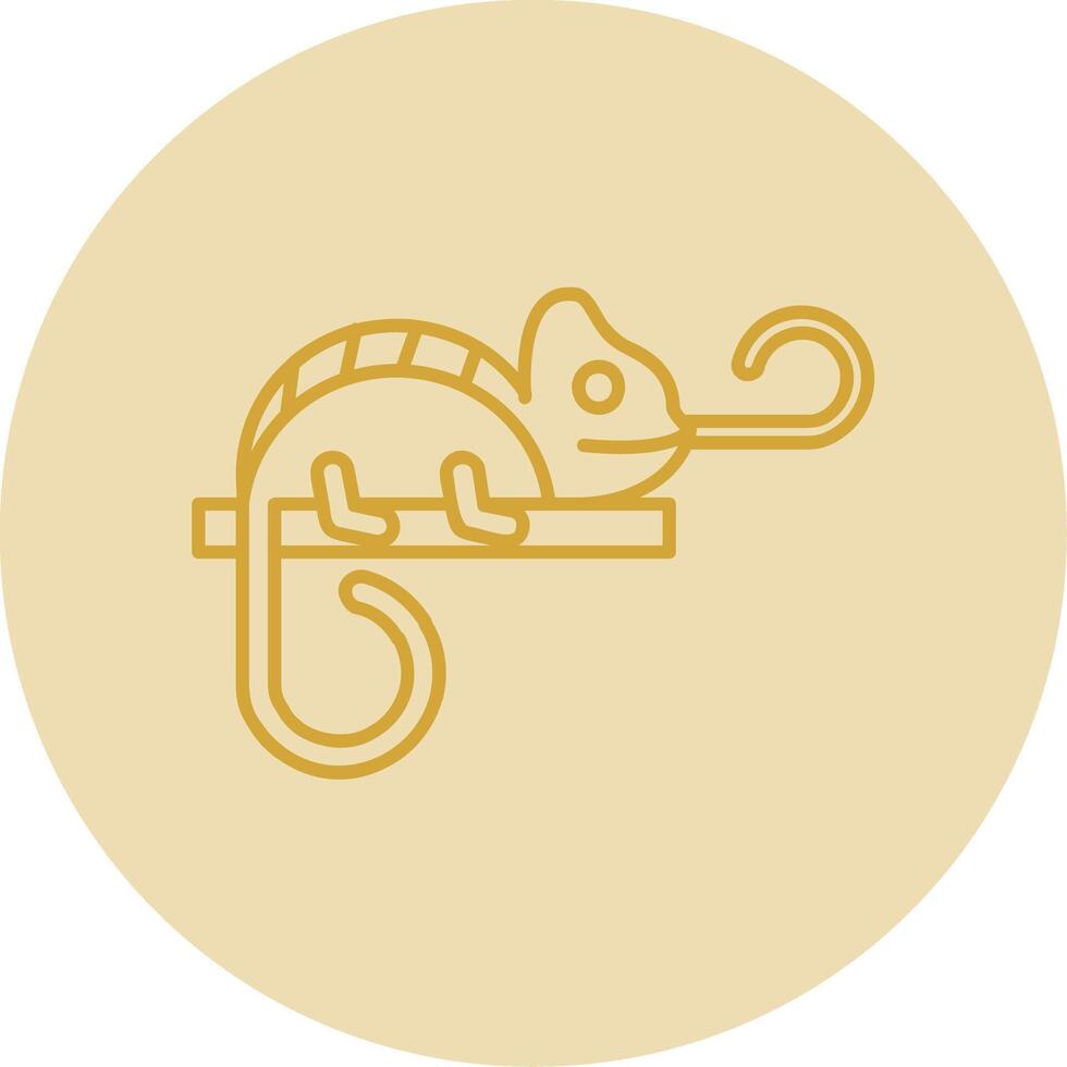 Chameleon Line Yellow Circle Icon vector
