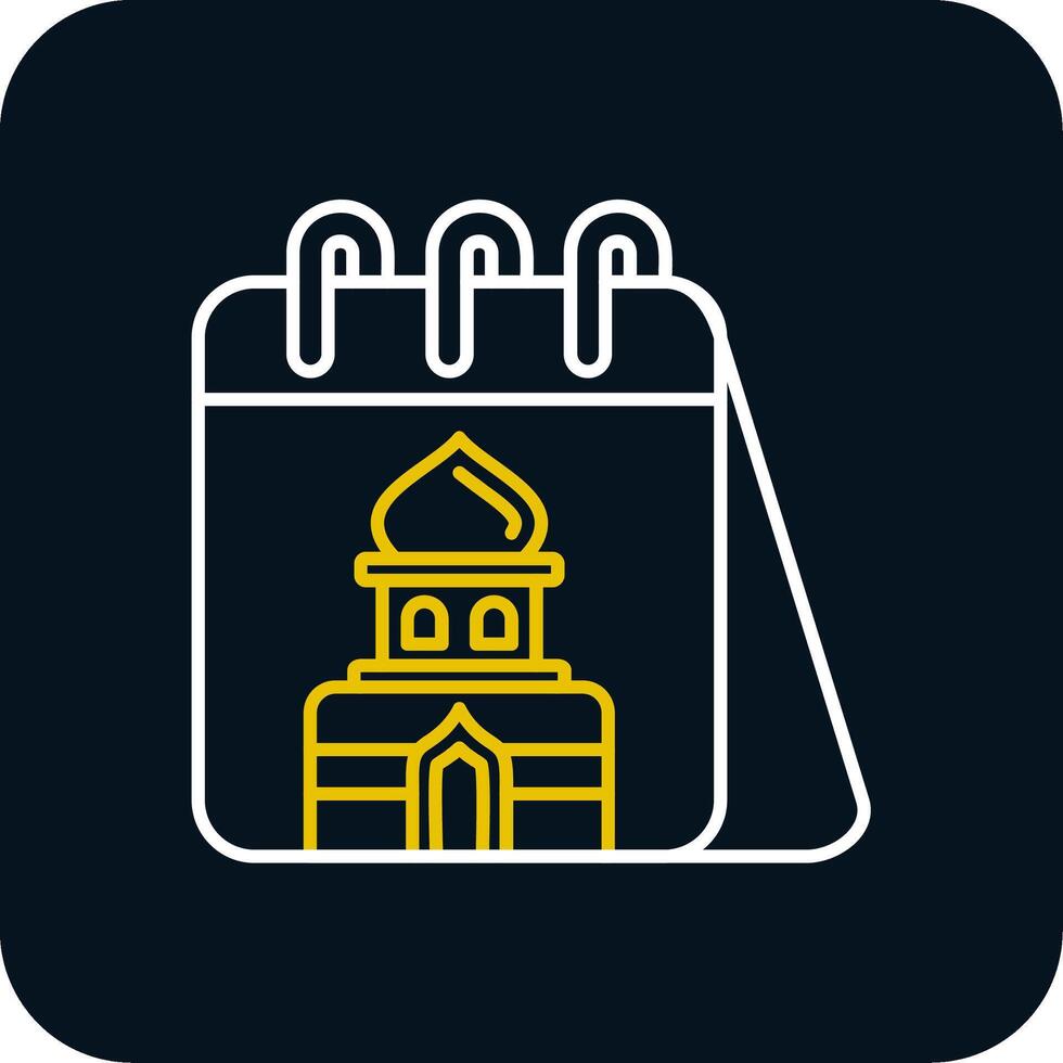 Calendar Line Yellow White Icon vector