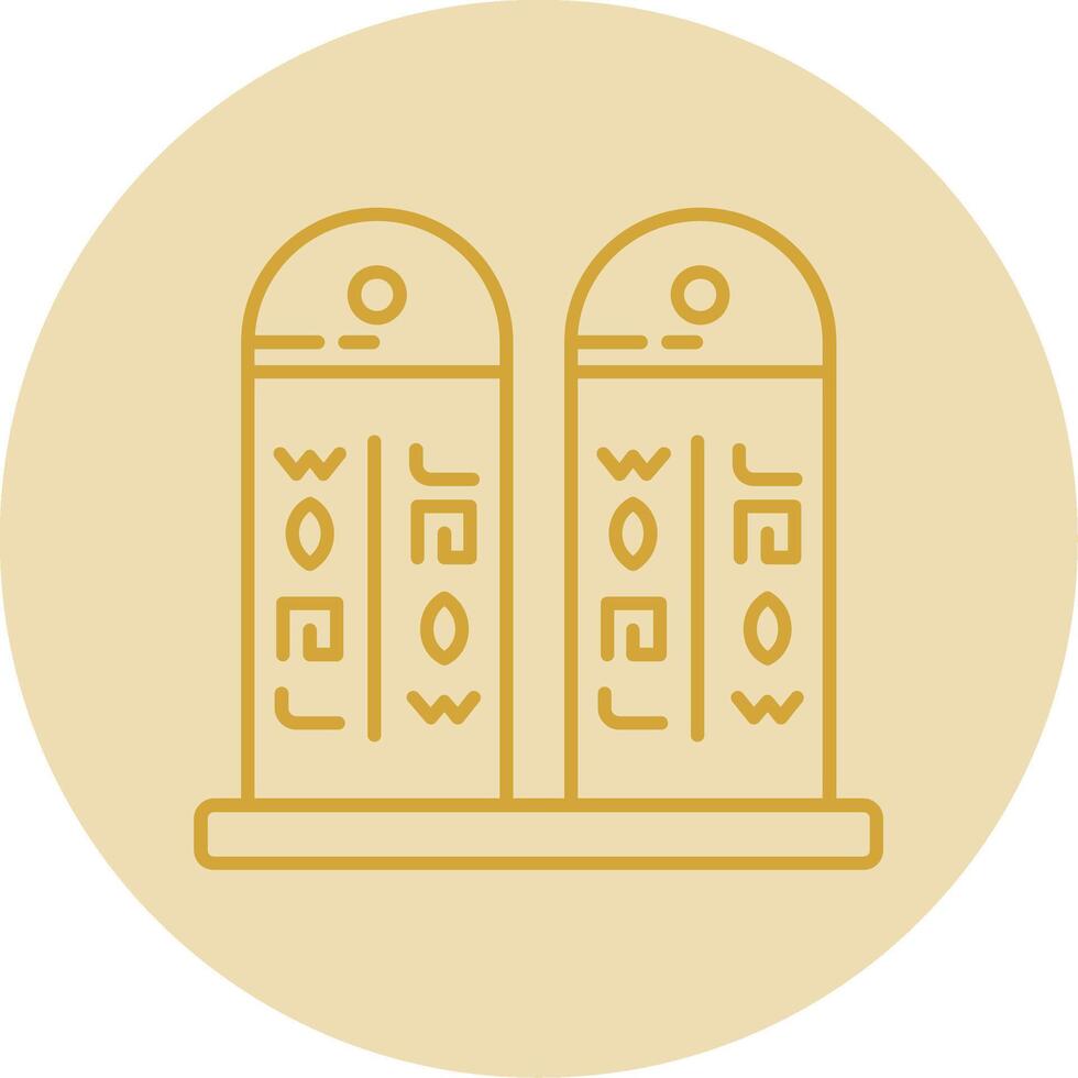 Hieroglyph Line Yellow Circle Icon vector
