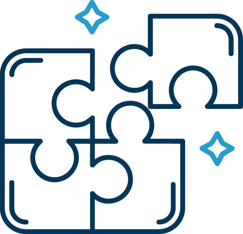 Puzzle Line Blue Two Color Icon vector