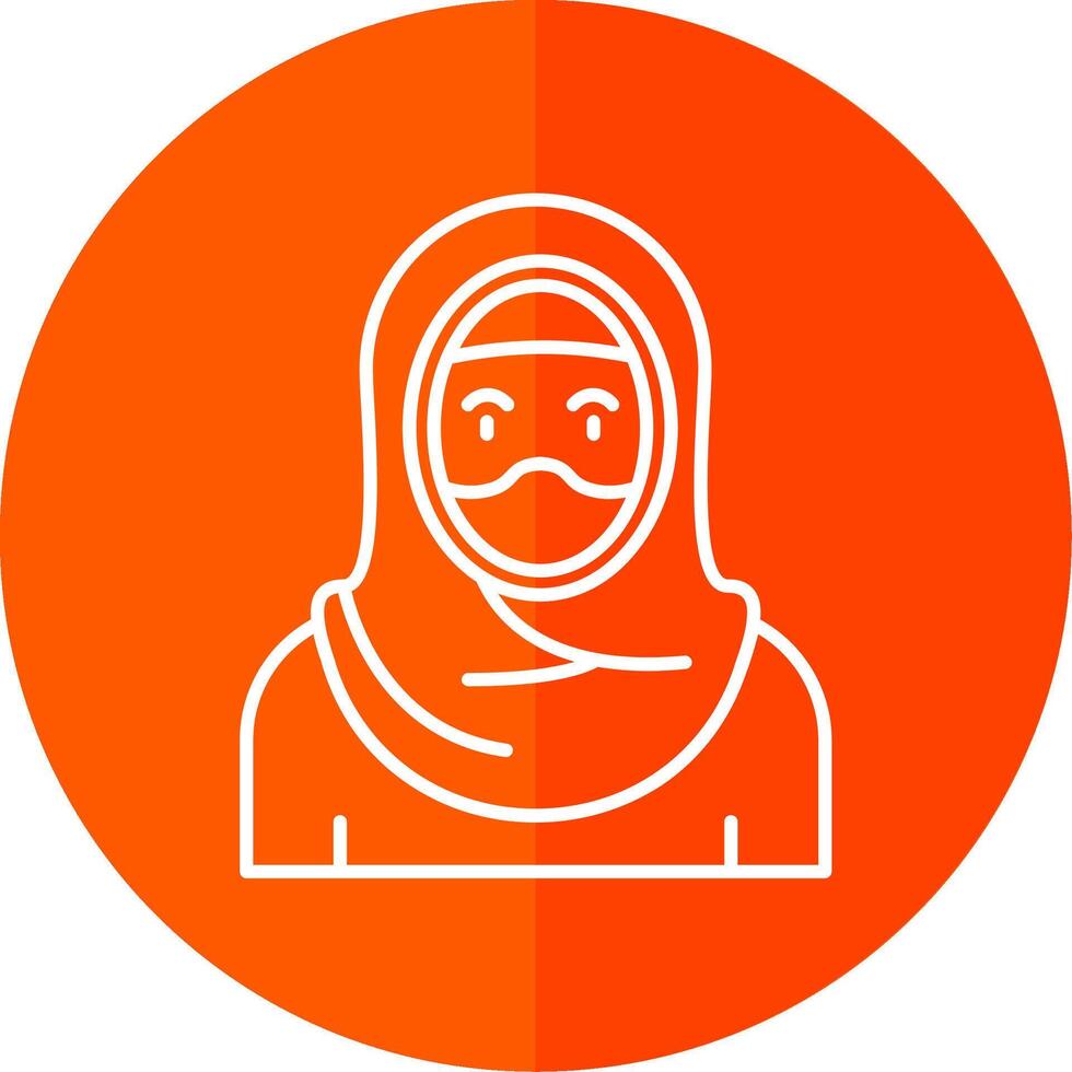 Muslim Line Red Circle Icon vector