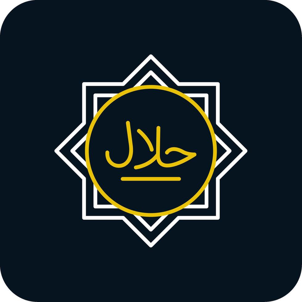Halal Line Yellow White Icon vector