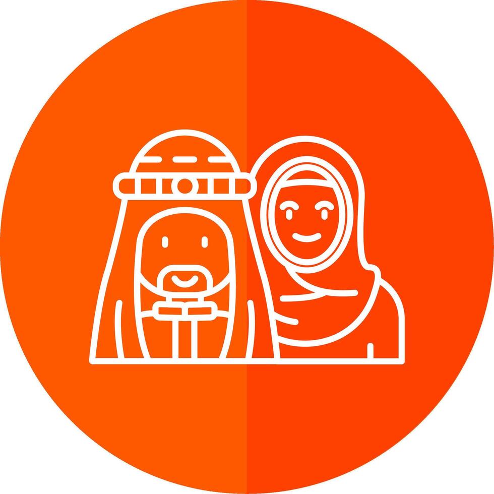 Muslim Line Red Circle Icon vector