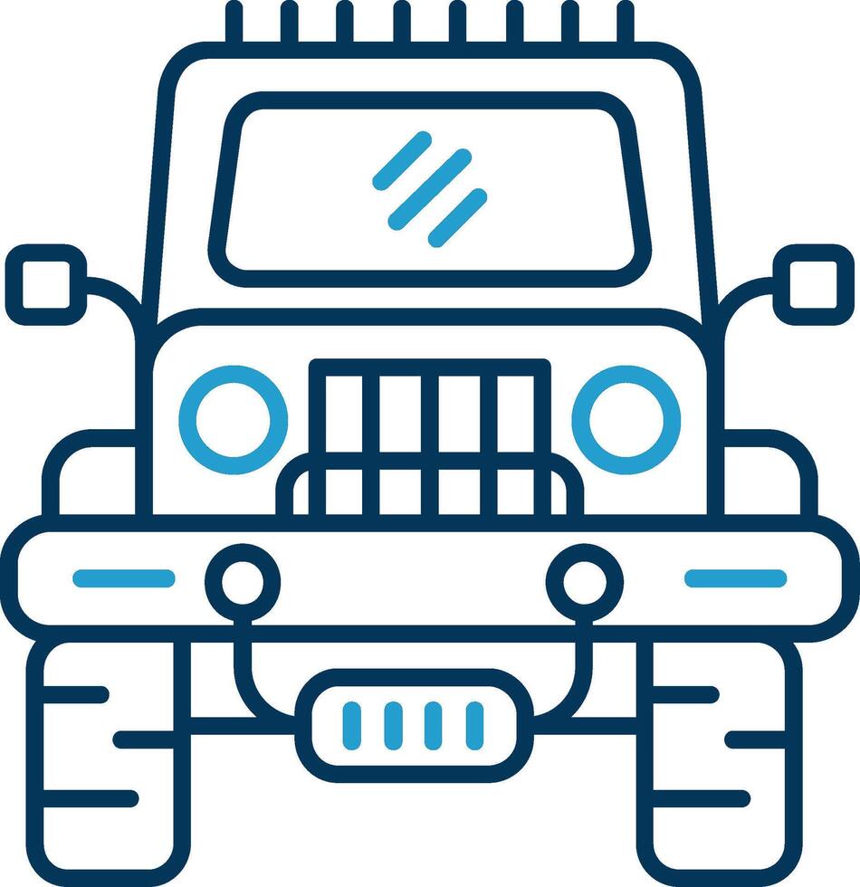 Jeep Line Blue Two Color Icon vector