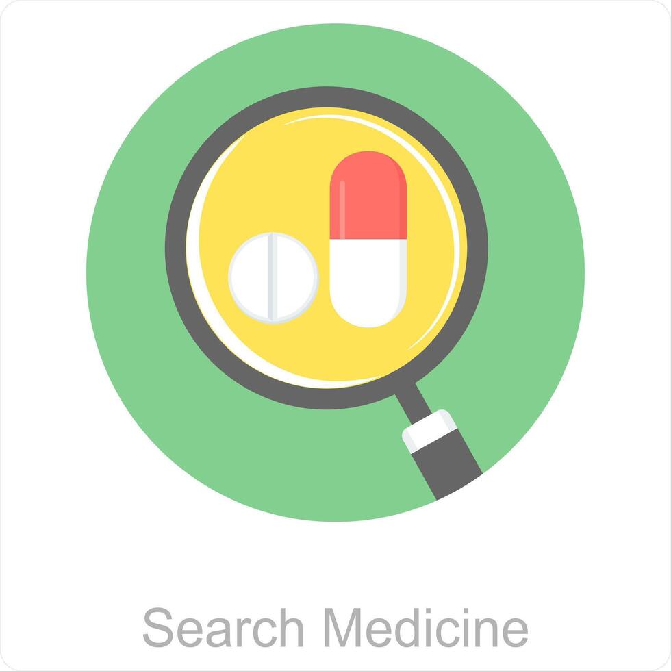 Search Medicine and search icon concept vector