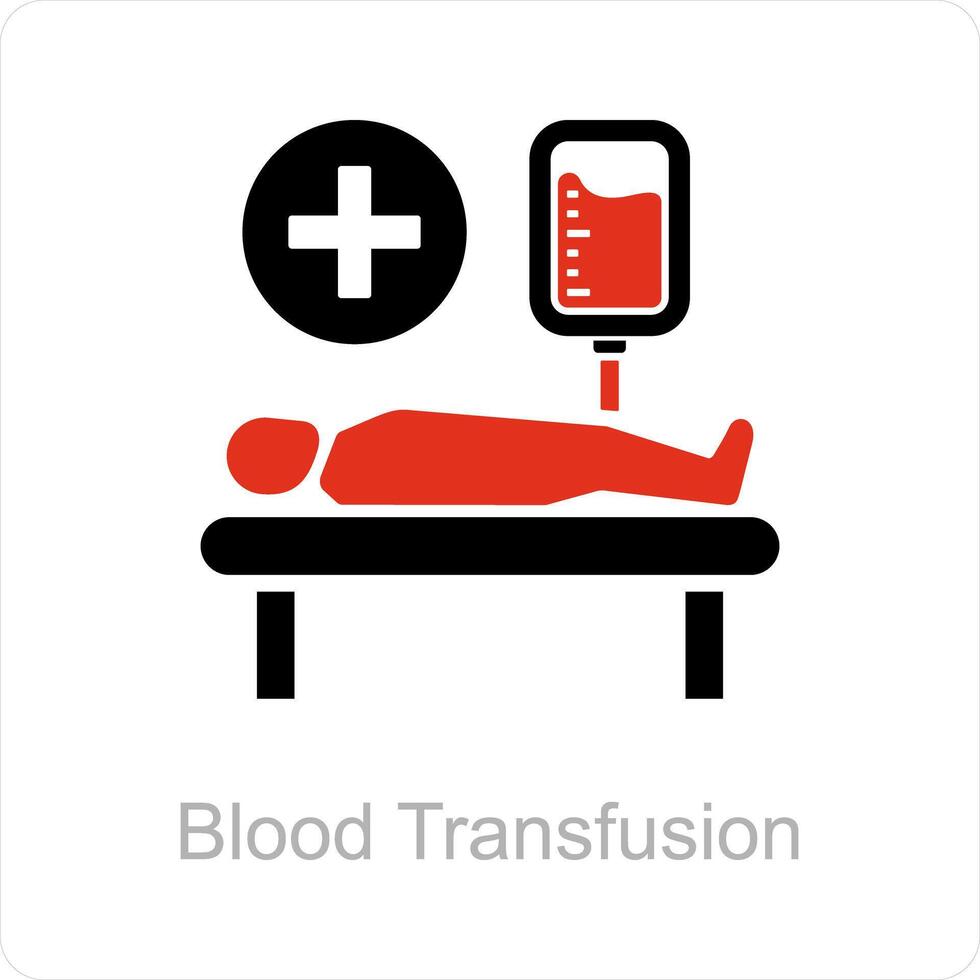 sangre transfusión y hospital icono concepto vector