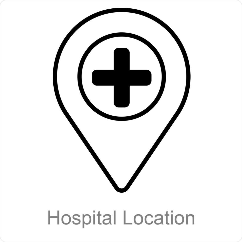 hospital ubicación y clínica icono concepto vector