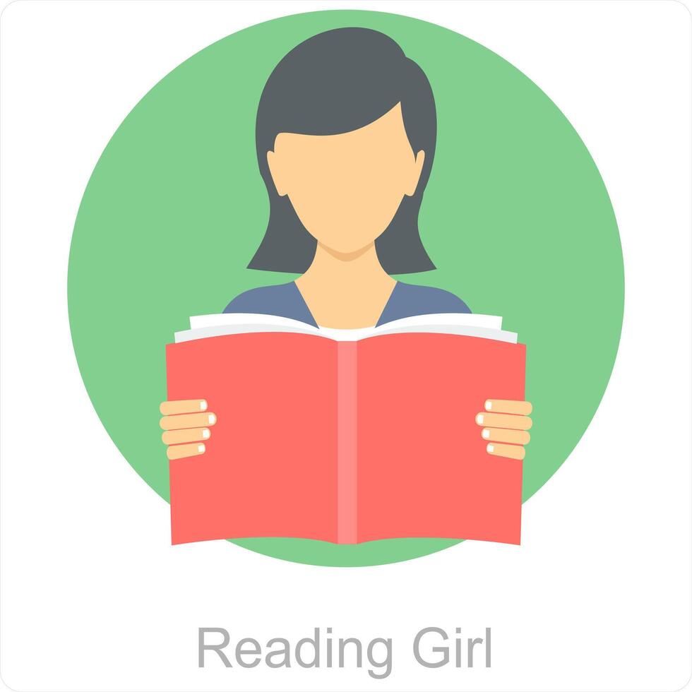 Reading Girl and reading icon concept vector