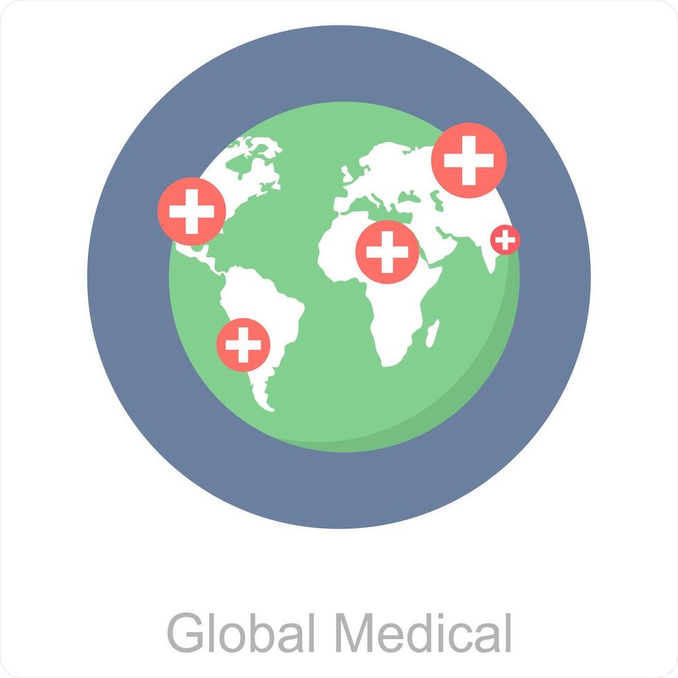 global médico y global icono concepto vector