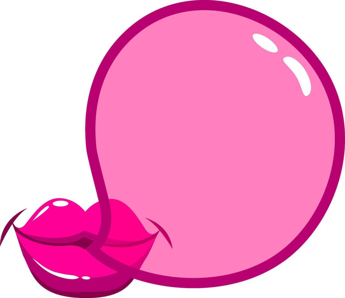 Lips blowing a bubblegum bubble. Vector illustration