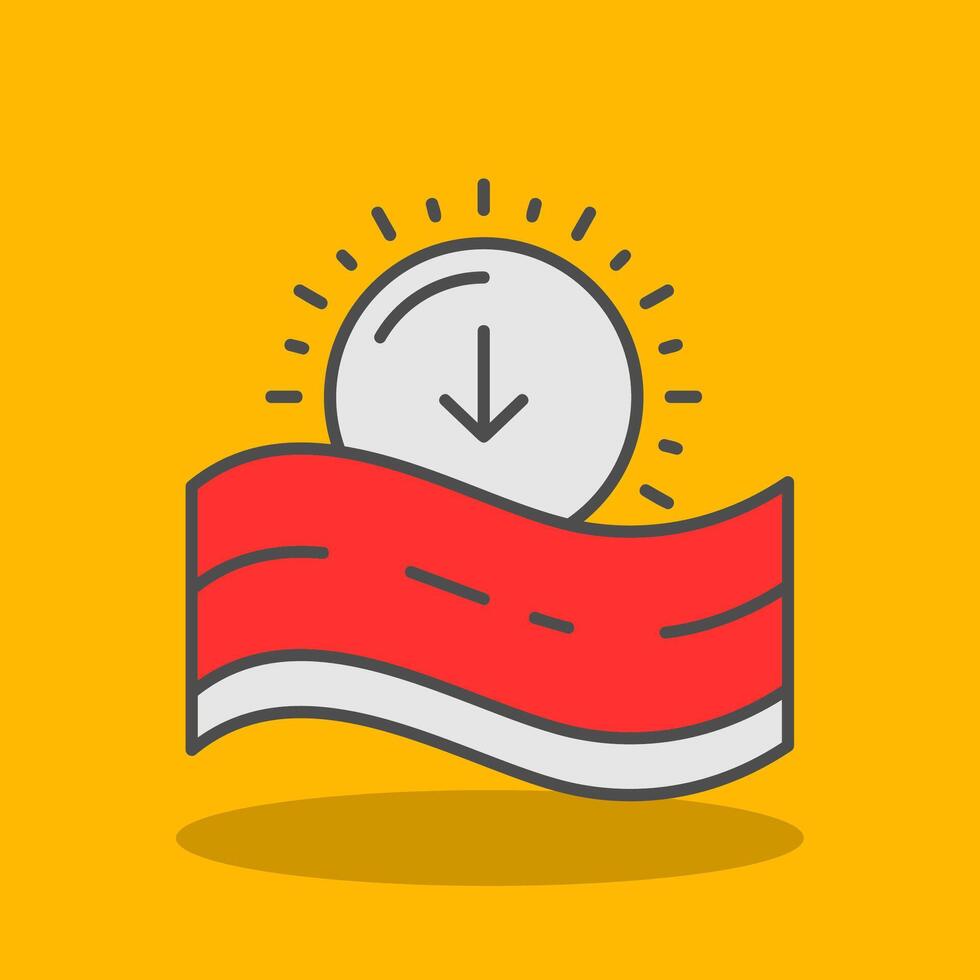 Sunset Filled Shadow Icon vector