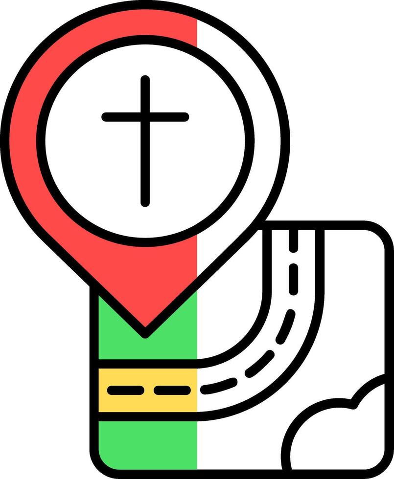 Church Filled Half Cut Icon vector