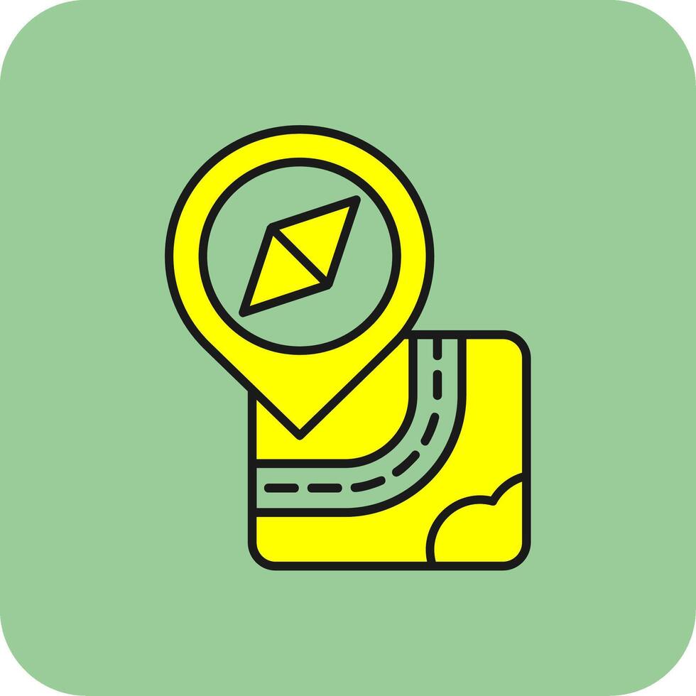 Navigation Filled Yellow Icon vector