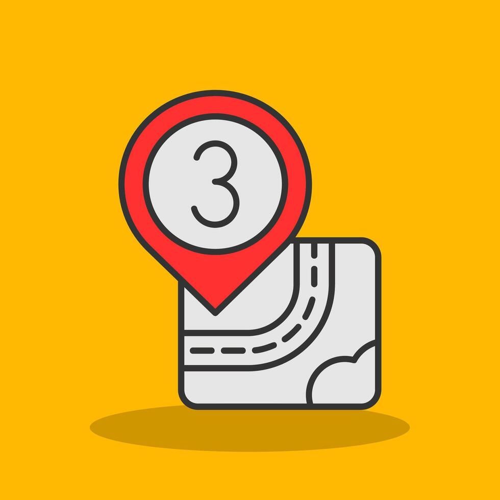 Three Filled Shadow Icon vector