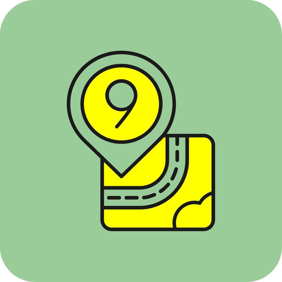 Nine Filled Yellow Icon vector